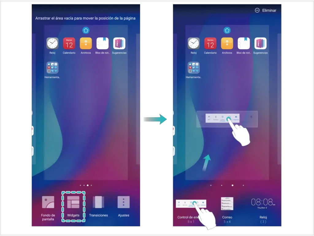 Cómo acceder a los Widgets en Huawei Haras Dadinco