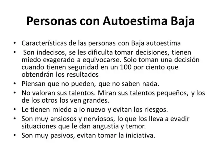 ¿cuáles Son Las Características De Una Persona Con Baja Autoestima Haras Dadincoemk 4824